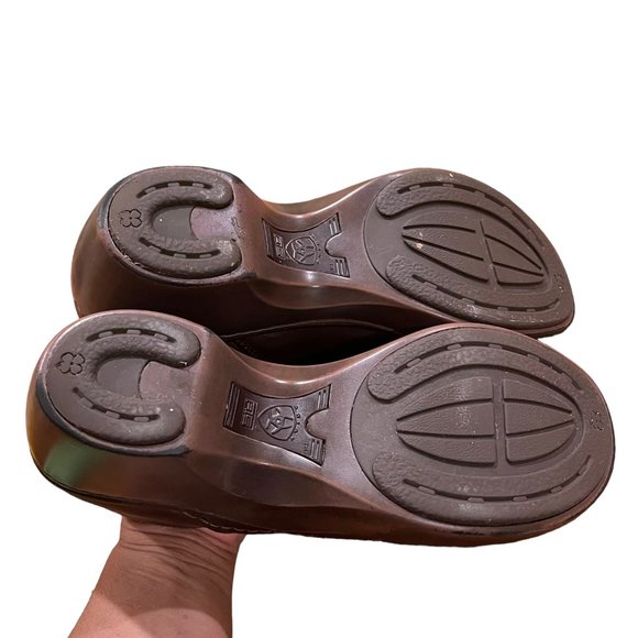 Ariat Danish Clogs Brown Leather Slip-on Wedge Shoes Size 38 - Picture 8 of 8